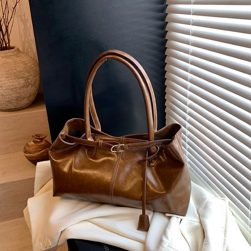 Масло ПУ Кожа Сумка-хобо Мешковатая Сумка через плечо Ретро Сумка с верхней ручкой Большая Рабочая Сумка для Женщин Девушек Сумка-тоут Работа Покупки Путешествия CLE