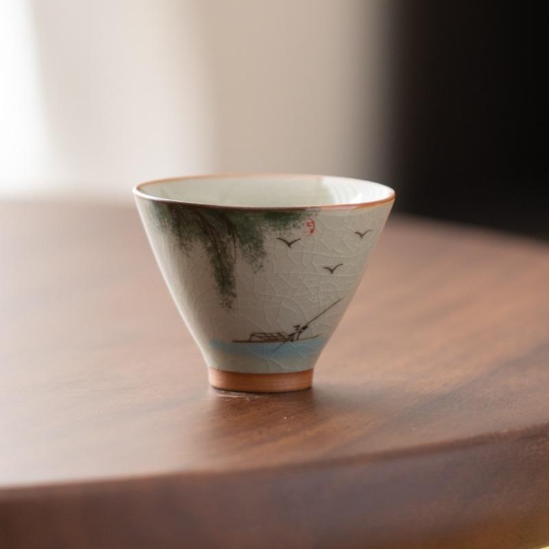 Керамическая чашка для чая в китайском стиле Ge Kiln Master, изготовленная вручную, одинарная чашка, дегустационная чашка для чая, чайный сервиз в стиле кунг-фу, чайная чашка