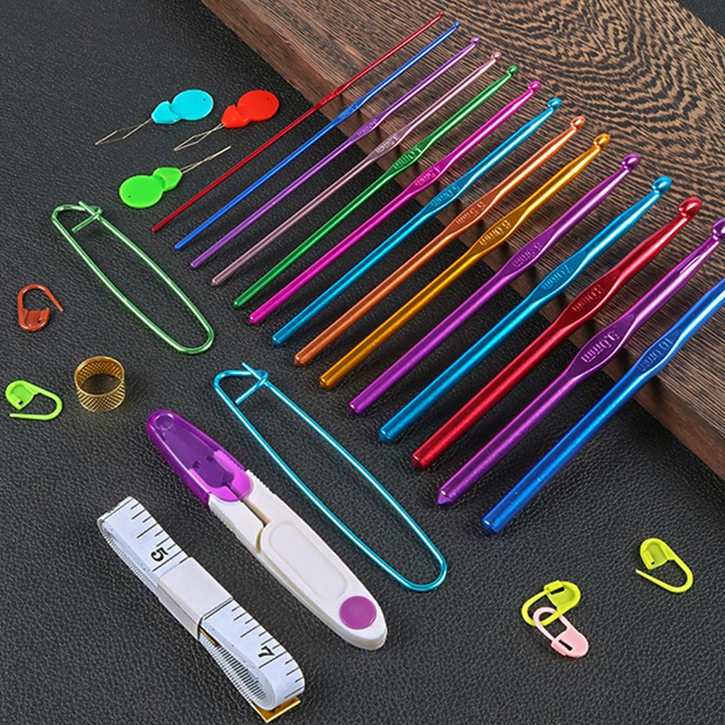 Наборы крючков для вязания из алюминиевого сплава, наборы спиц для вязания для рук, пораженных артритом, с эргономичной ручкой и гладким кончиком