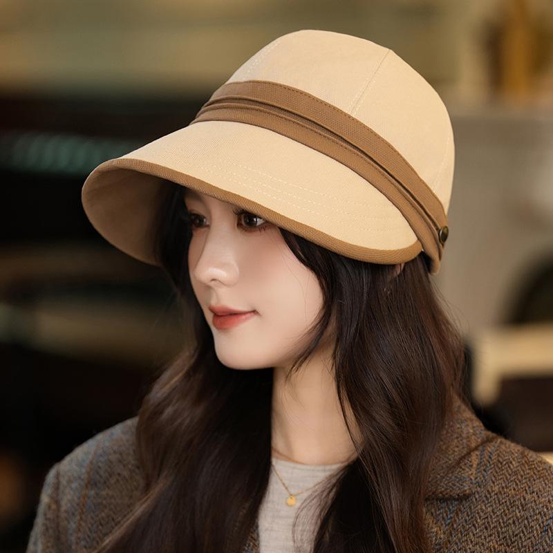 Ретро Универсальная Шапка с Цветными Блоками для Женщин на Осень и Зиму Новая Повседневная Уличная Шапка для Верховой Езды Ветрозащитная Защищающая Лицо Шапка Газетчика