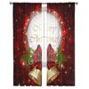 Christmas Bells Letters Bow Ribbon Tulle Sheer Window Curtains for Living Room Bedroom Christmas Decor Voile Curtains Drapes