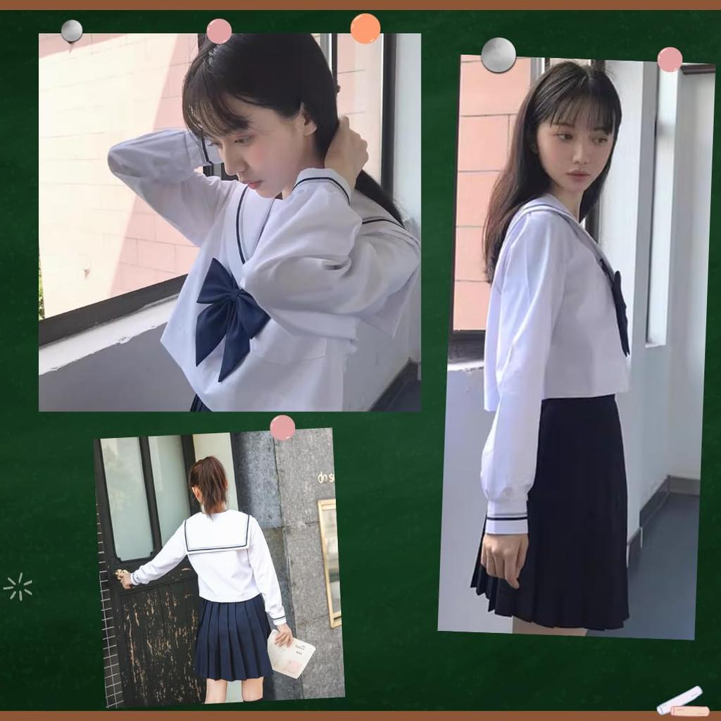 Матросская форма BeLoved Полный комплект Белый Старшая школа Средняя школа Младшая средняя школа JK School Студент для милого косплей костюм Свободный школьный большой косплей