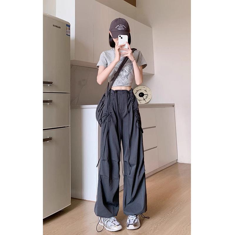 Parachute Work Casual Pants for Women In Summertime New Loose Fast-drying Paratrooper Wide-leg Trousers
