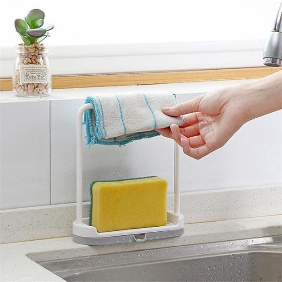 2-in-1 Creative Bathroom Kitchen Utensil Sponge Soap Rag Holder Storage Rack Box