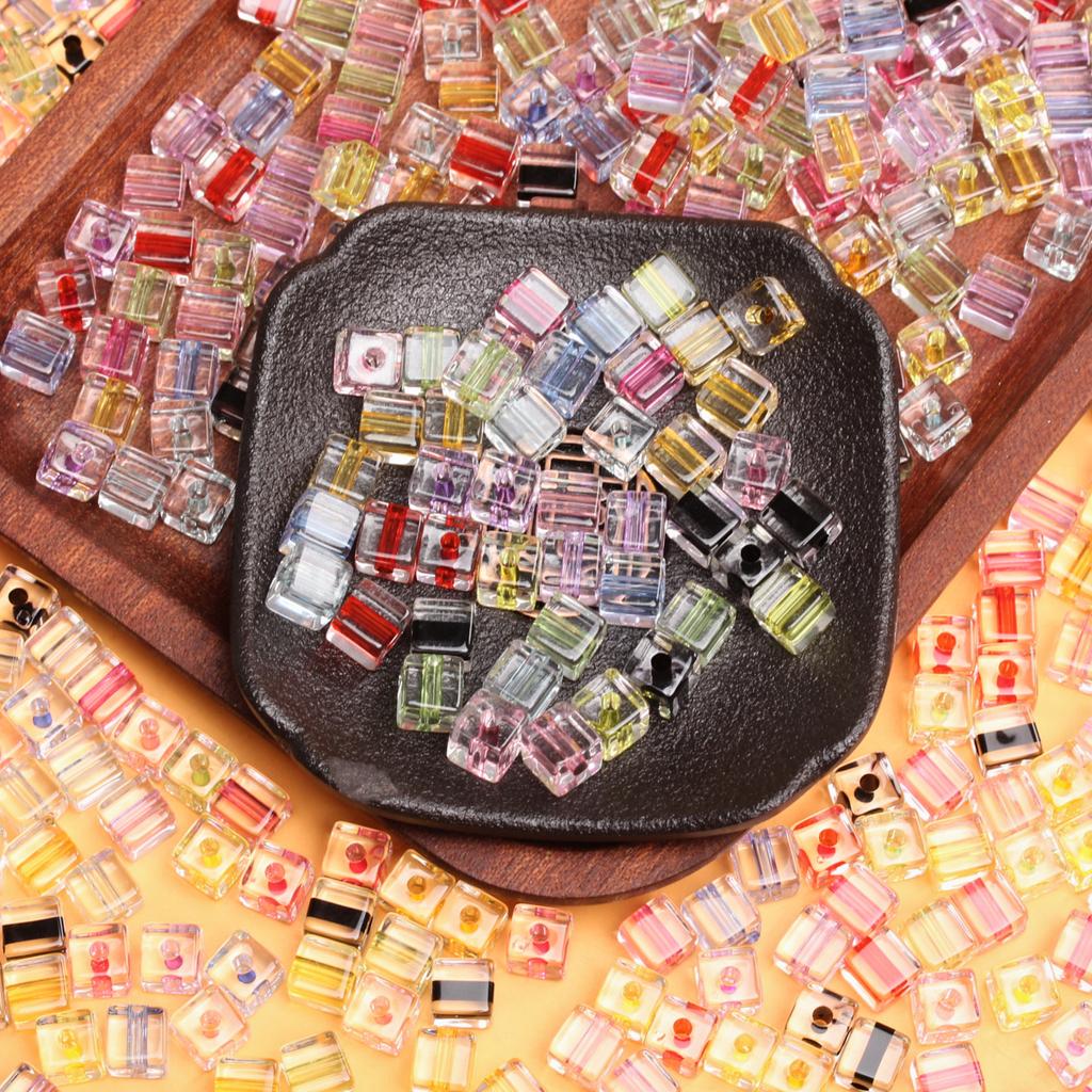 500 г около 1080 шт. ювелирные изделия для рукоделия 8 мм квадратные кубические бусины поставки браслет серьги Diy Craft прозрачные акриловые бусины для изготовления