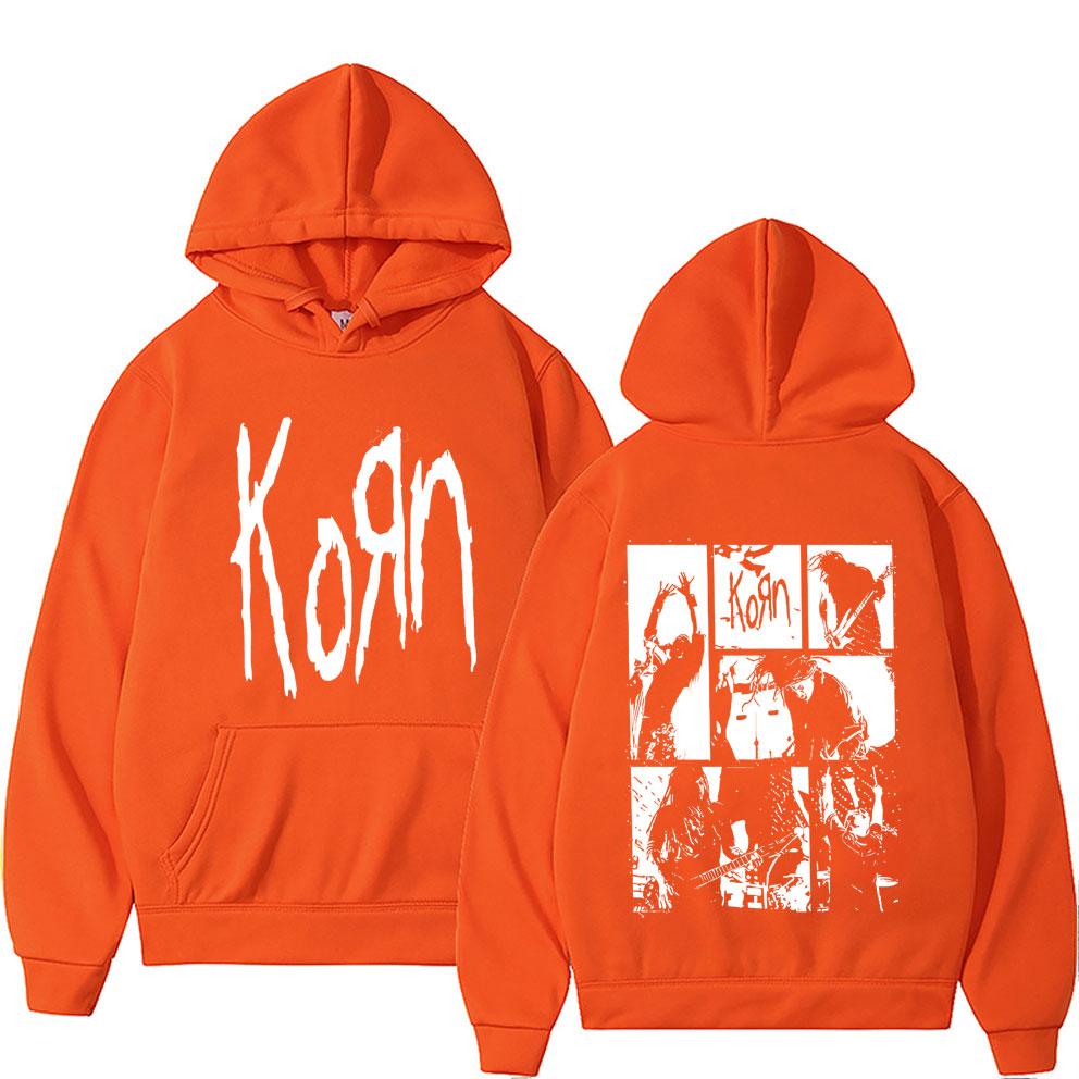 Альтернативная Nu Metal Рок-группа Korn Двусторонняя Худи с Графикой Мужская Готическая Винтажная Толстовка Свитшот Мужская Флис Хлопок Худи