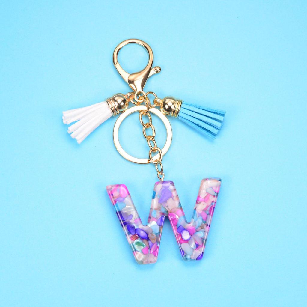 Брелок с кисточкой и английскими буквами: Аксессуары из смолы и акрила для мужчин и женщин - 26 уникальных букв
