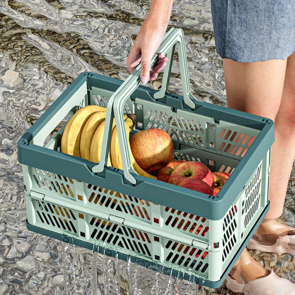 with Handle Outdoor Picnic Basket Plastic Camping Storage Basket  For Kitchen and Camping