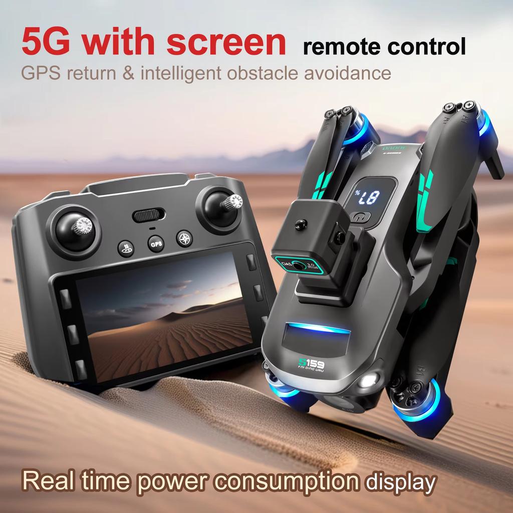 2025 S159 GPS RC Drone 5G 8K HD ESC Photography Двойная камера Professional WIFI FPV Backhaul Screen Obstacle Avoiding Butterfly Quadcopter Toy