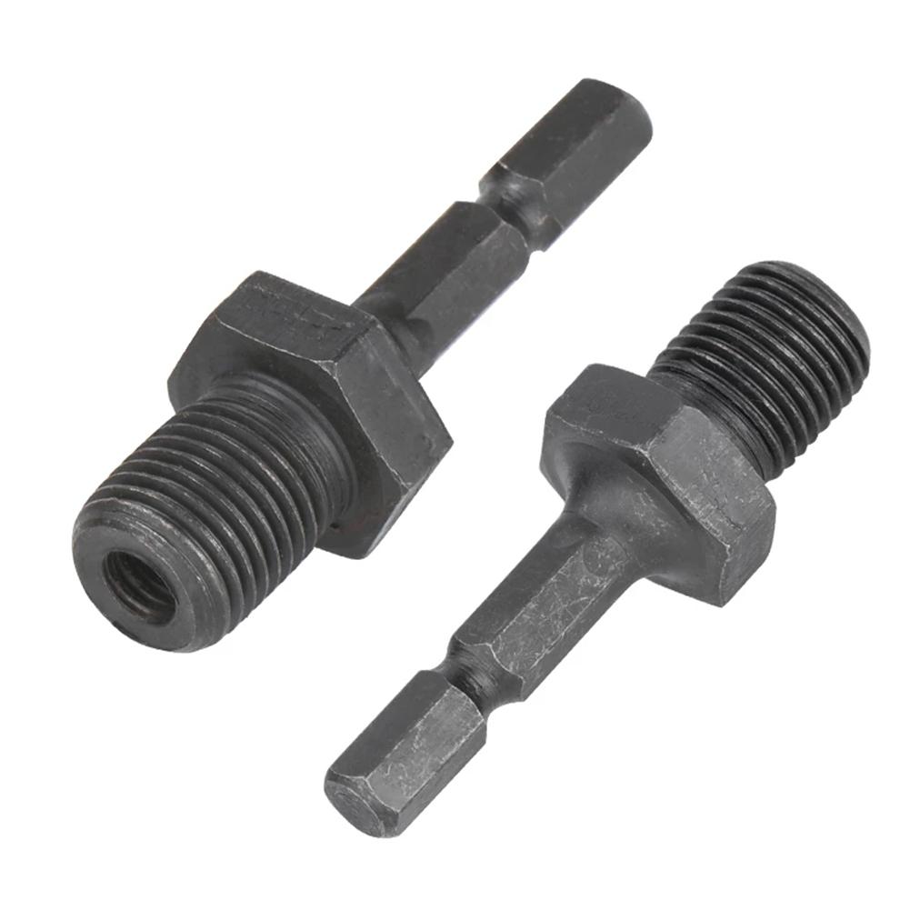 1/2 Pcs Drill Chuck Adaptor 1/4 Inch Hex Shank Adapter To 1/2inch 3/8 Inch Male Thread Electric Drill Bits Quick Change Converte