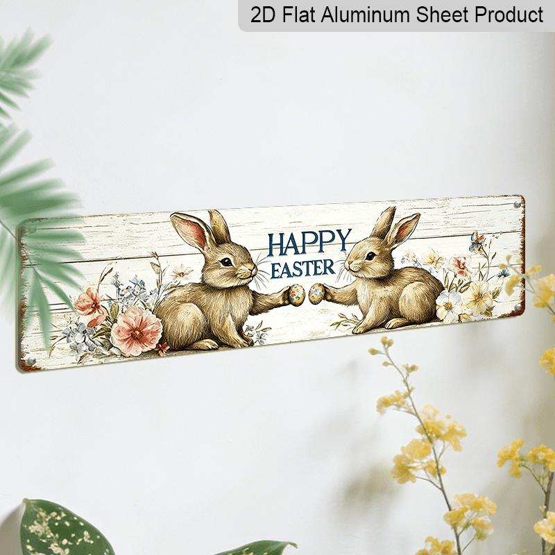 A Vintage Happy Easter Metal Alumium Sign, A Novelty Street Sign for Home Decor, Room Alumium Decorative Sign, Wall Decoration, Restaurant Decor, Bar