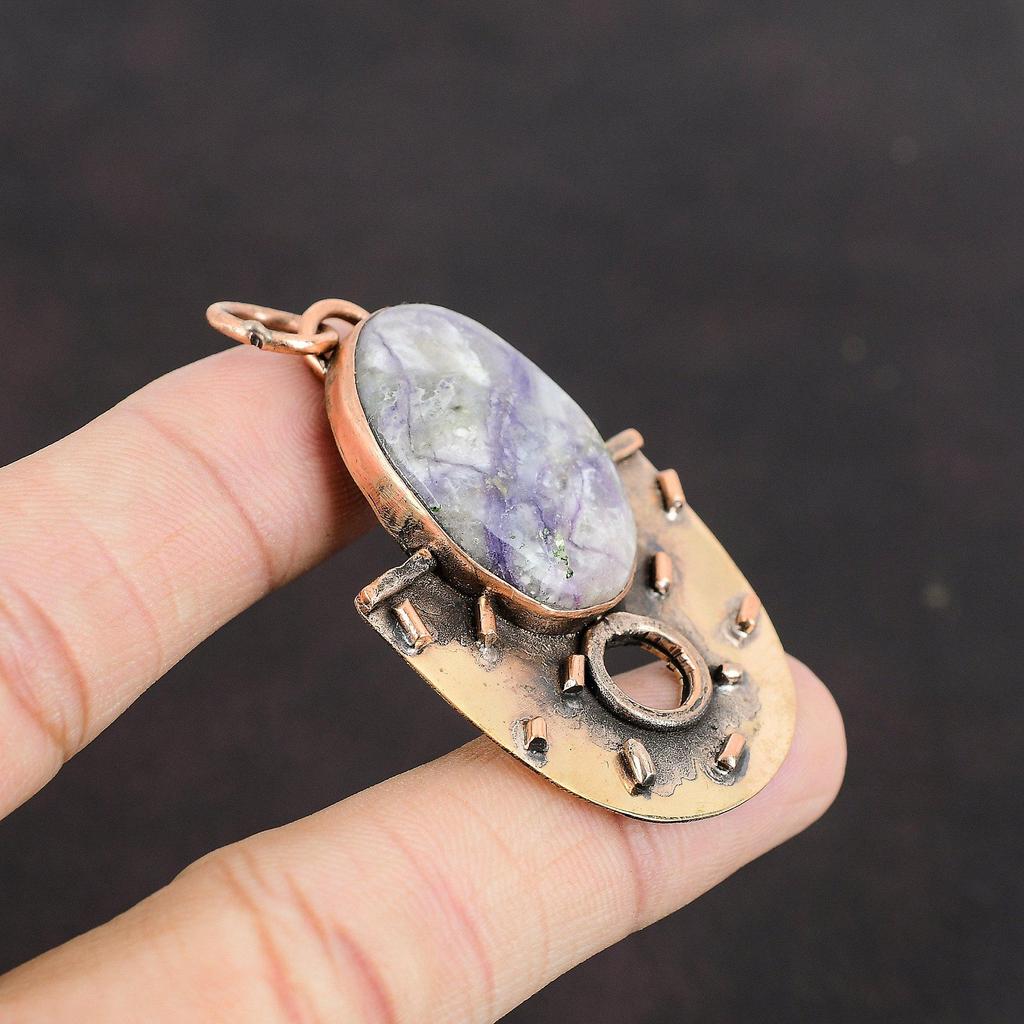 Подвеска Тиффани Джаспер Медный кулон Подвеска с драгоценным камнем Ручная работа Последний дизайн Подвеска Тиффани Джаспер Ювелирные изделия Подарок на годовщину Медные украшения