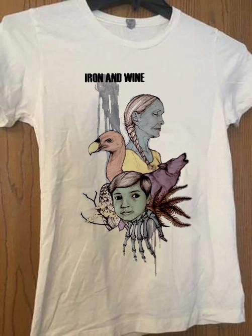 Hot Iron & Wine Poster Album White Cotton T Shirt Full Size S-5XL