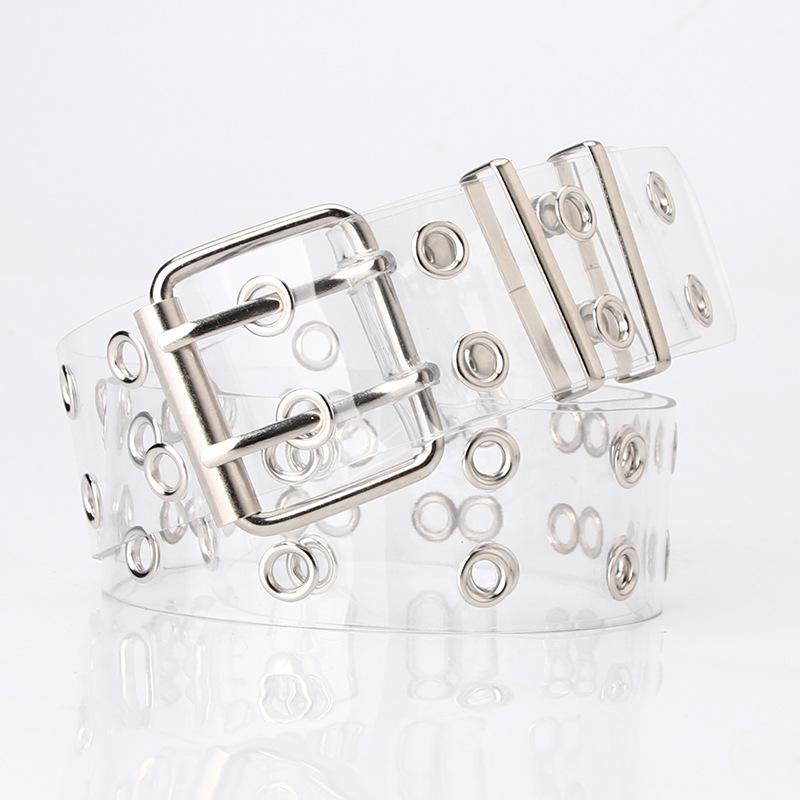 Fashion Transparent Belt Belt Punk Style Double Exhaust Eye Women'S Belt Jeans Belt
