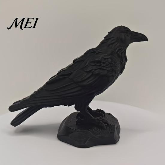 Темный эстетичный декор для стола, 3D-печатная статуэтка ворона, готическая академия, скульптура птицы, матово-черная фигурка ворона, устойчивое основание из камня для
