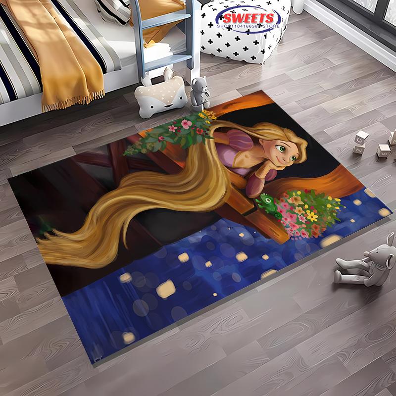 3D Princess Cartoon Carpet, Princess Rapunzel Living Room Bedroom Bed Mat, Modern Simple Style, Non-slip Durable Rug Fast Arrive