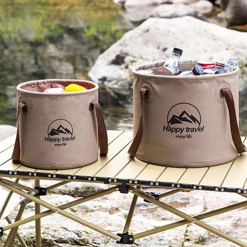 Portable Fishing Bucket Multipurpose Water Storage Bag Travel Camping Folding Bucket Multi-functional Folding