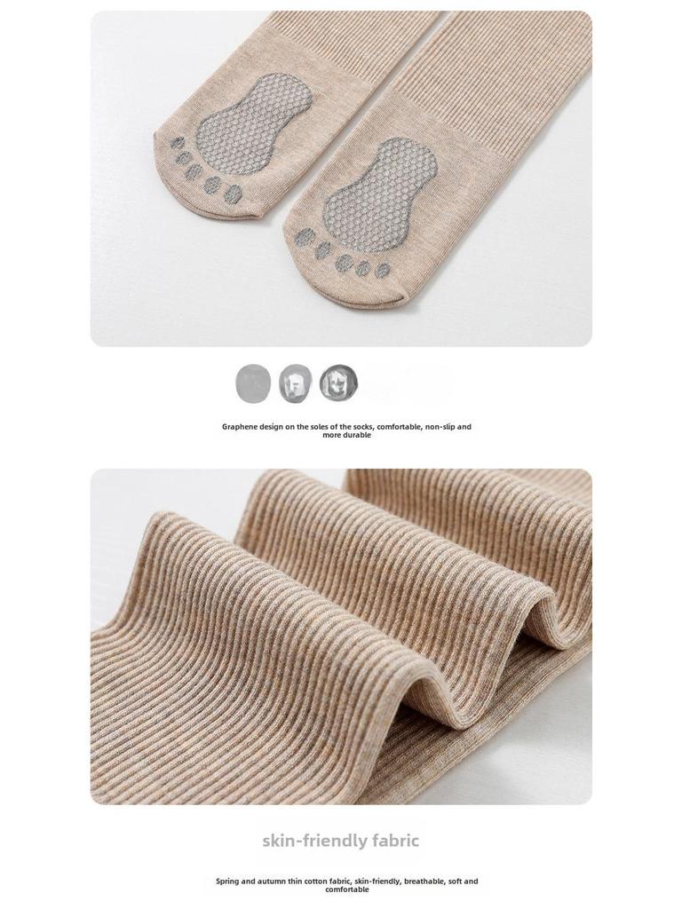 Children's Anti-slip Cotton Pantyhose - Solid Color Vertical Stripes Leggings for Girls - White Dance Socks