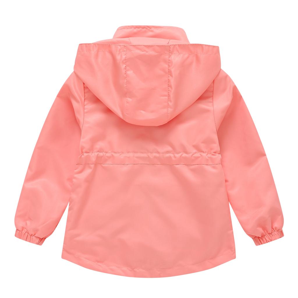 Детские куртки Детская одежда Однотонная ветровка для мальчиков и девочек с поясом Среднего и большого размера Детское осеннее пальто с капюшоном Съемный