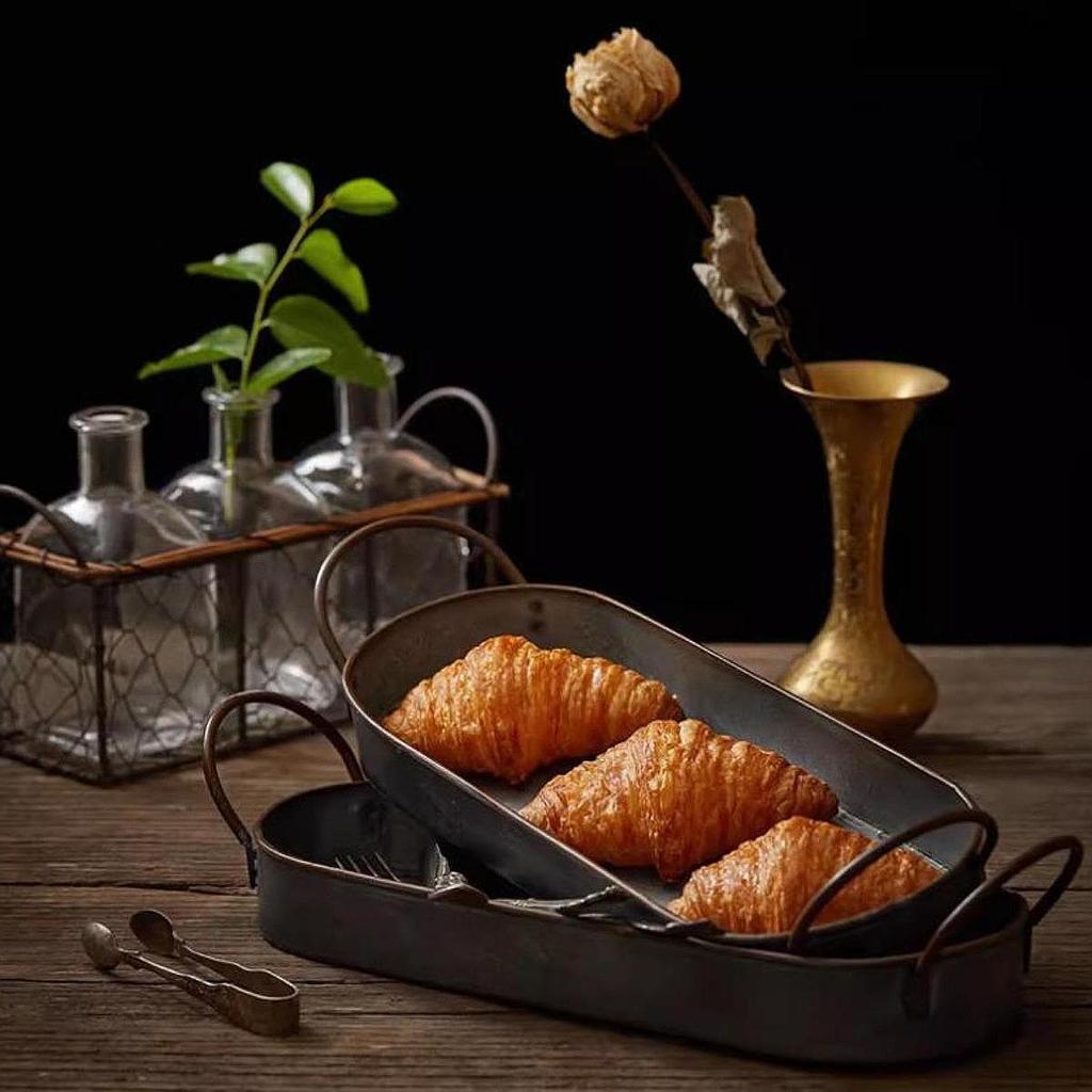 Поднос для хлеба, фруктовая тарелка, журнальный столик, декоративный универсальный с ручками, овальный, индустриальный стиль