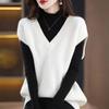 Knit Vest Women's V-neck Solid Color Top Loose Casual Pullover Pull Jumper Sleeveless Ted Bat Shirt All-match Harajuku Commuting Spring Autumn