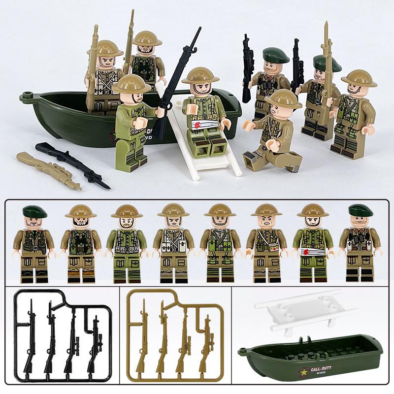 Meigao package O-3 special forces police doll with gun Geely suit children's assembled building block toy