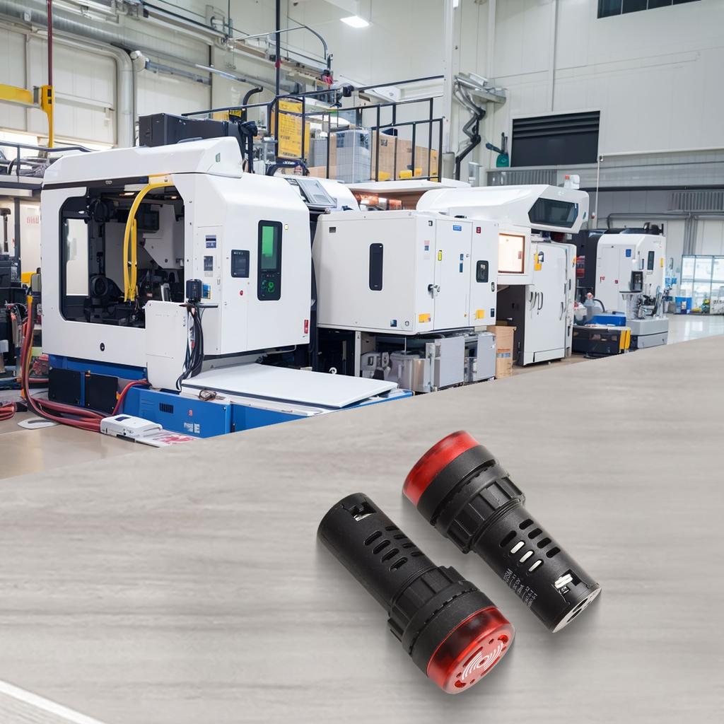 AC/DC 12V Indicator Light with Buzzer Red Flashing Alarm 22mm AD16-22SM Light