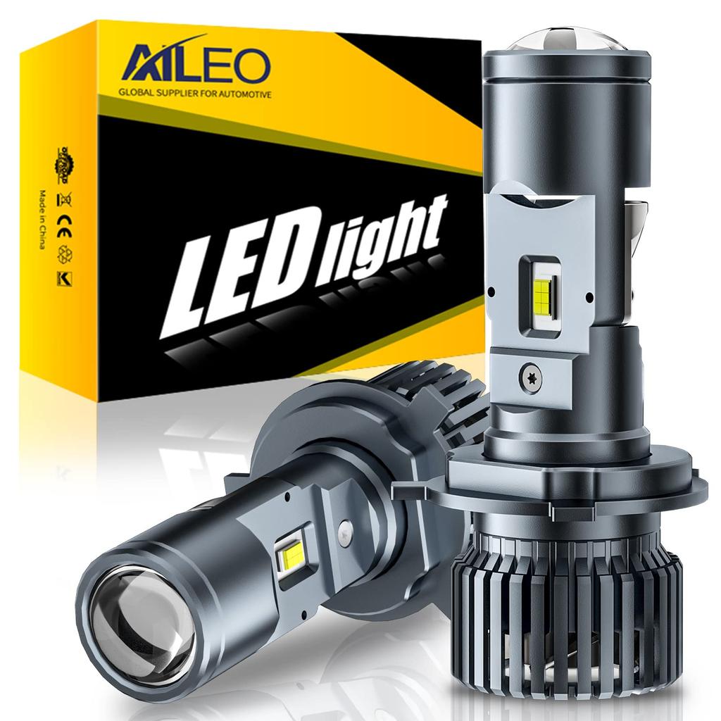 AILEO H4 Car LED Projector with Lens, Headlight, Hi/Lo Switching, Explosive Light, 6,500 K,