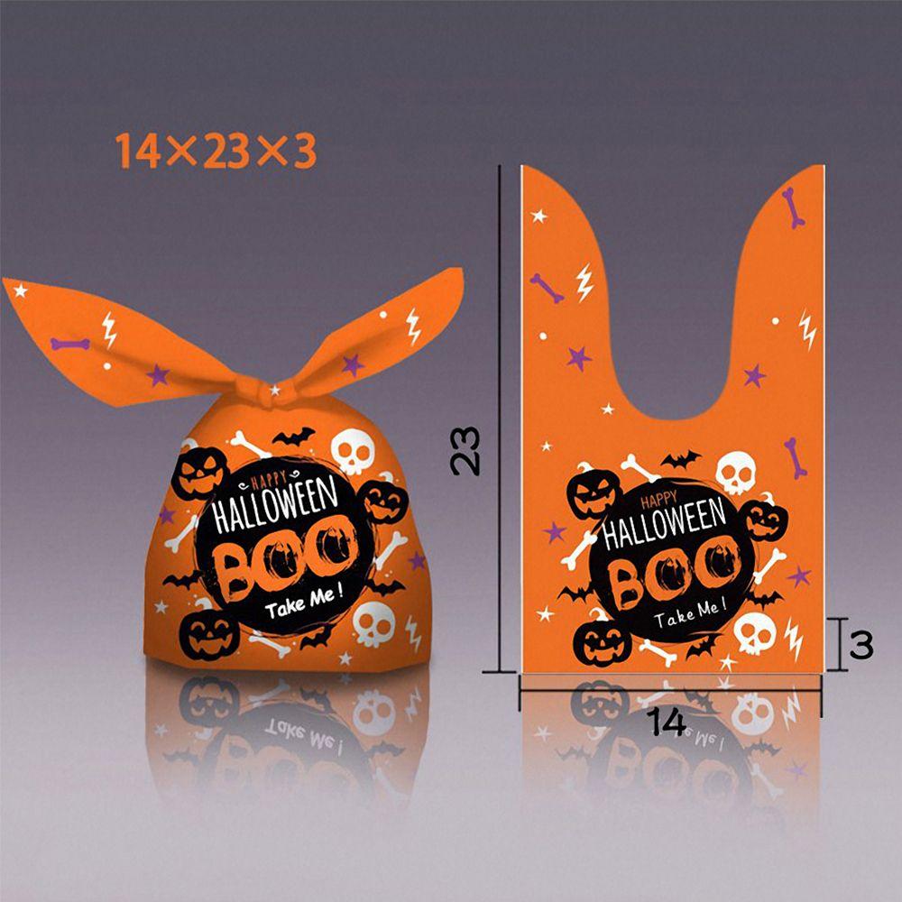 50Pcs Bat Pumpkin Halloween Decoration Cookie Bag Rabbit Ear Halloween Candy Bags Baking Packaging
