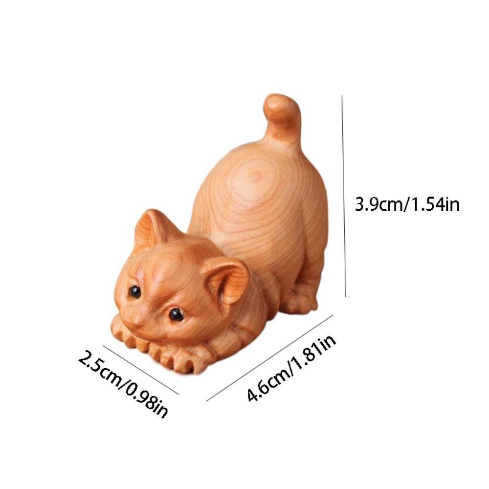 Hand-carved Animal Figurine Adorable Tea Pet Desktop Decor Cat Sculpture  Table