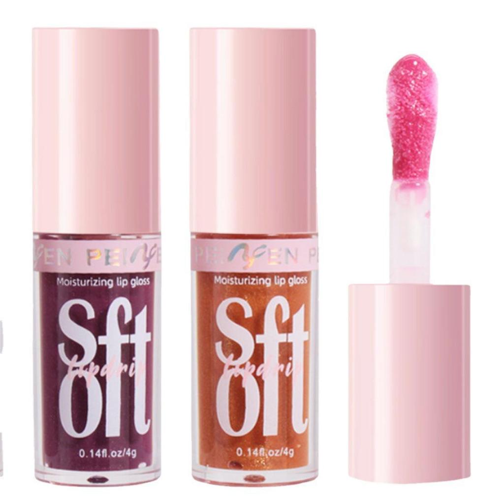 PNF Pearlescent Moisturizing Lip Gloss: European & American Water Light Plumping Lip Oil with Fine Sparkle