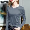Весенне-осенняя женская блузка, простой пуловер с круглым вырезом, свободный двусторонний топ с длинными рукавами