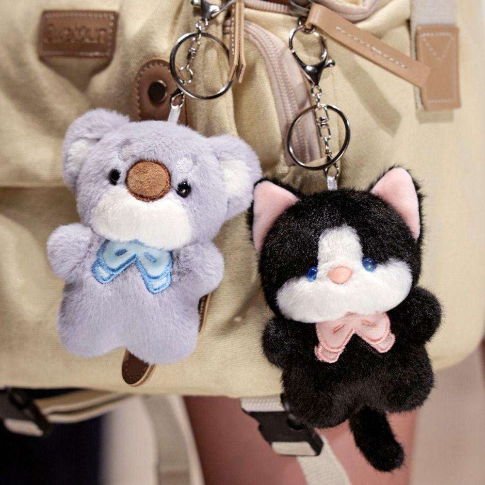 Stuffed Cartoon Animal Keychain Soft Cat Plush Keyring Plush Koala Bag Pendant  Kids Gifts