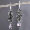 Vintage Leaf Texture Earrings Gemstone Earrings