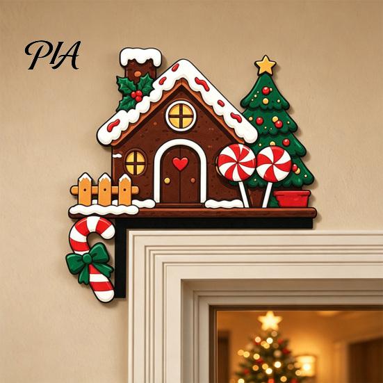 Christmas Tree Door Frame Decor Wooden Topper Stickers, Seasonal Decoration, L-shaped Corner Sign Home Decoration for Holiday Decor, Festive Wall Art