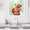Cute Cartoon Squirrel Static Cling Window Stickers No Glue for Living Room Bedroom Home Decor Removable Reusable