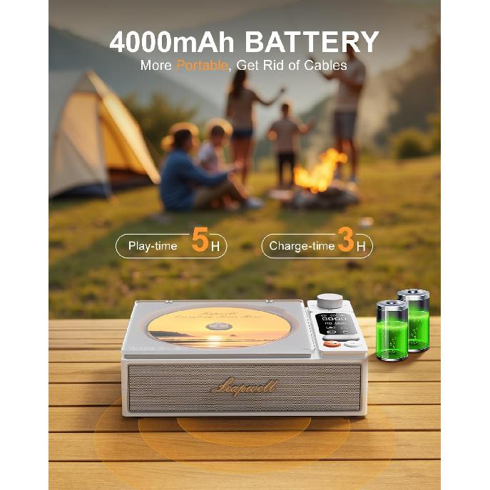 CD-плеер портативный Bluetooth настольный CD-плеер для дома с динамиками перезаряжаемый небольшой ретро CD-плеер с ЖК-экраном оптический USB