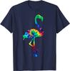 Colorful Flamingo Tie Dye Vintage Hippie Flamingo Lover T-Shirt Clothing Graphic T Shirts Casual Cotton Four Seasons Daily Unisex