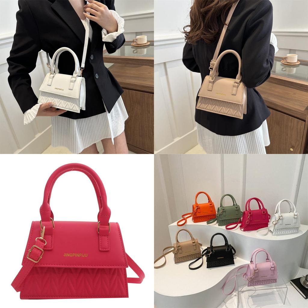 Stylish 2024 Spring Korean Vintage Casual Handbag In Black Khaki Orange Green And Pink Colors