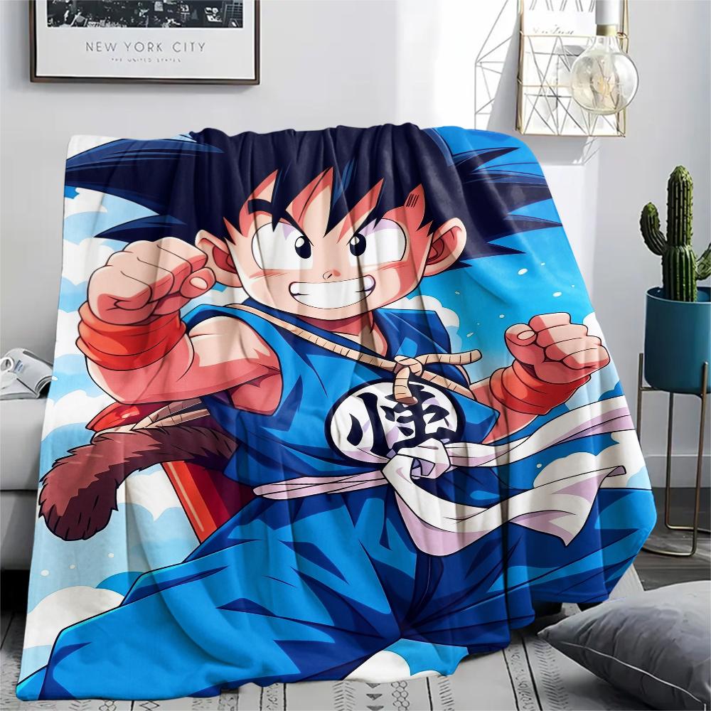 Dragon Ball Character Goku pattern Flannel Blanket, High quality Comfortable for All Seasons, Home Decor, Warmth and Comfort, Perfect for Gifts.