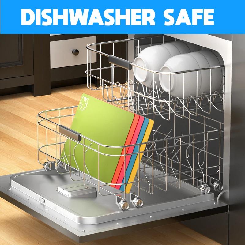 Flexible Cutting Boards, BPA Free Plastic Boards for Kitchen, Non Slip Cutting Mat for Meat and Vegetables with Food Icons