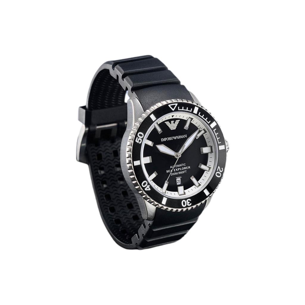 Emporio Armani Watch Mechanical Movement Silicone Strap 42Mm Black Dial 200M Water Resistant Men watches AR60078_NLP_NLC