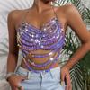 Women's Chain Colored Bead Sexy Top Vest