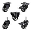 1.5-2 Inch Gold Diamond Black Casters with Brake - Industrial Directional Rollers Silent Wheels