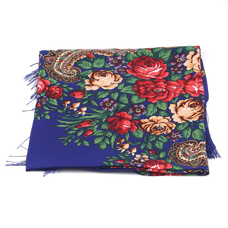 Хлопковый шарф в этническом стиле, женский платок на голову в стиле ретро, четырехсторонняя шаль с кисточками, квадратный шарф с цветком
