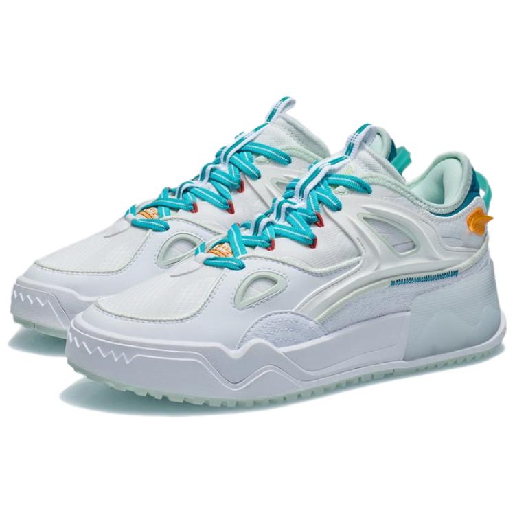 Li Ning CF Flash Star Comfortable Casual Shock Absorbing Lightweight Non-Slip Breathable Low-Top Sneakers Women Sneakers White Blue AGCR290-2