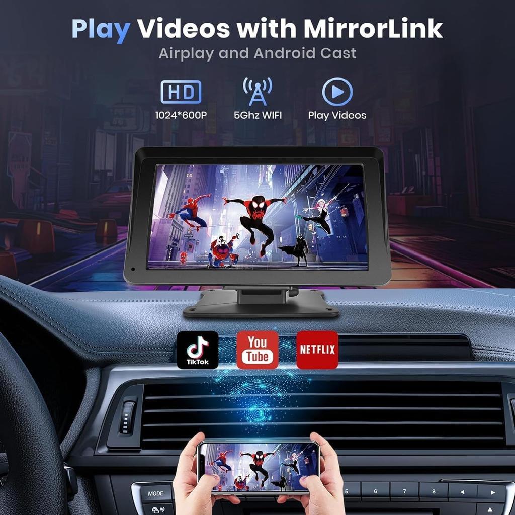 Новый 7-дюймовый Carplay портативный беспроводной автомобильный смарт-экран MP5 навигация реверсивный плеер