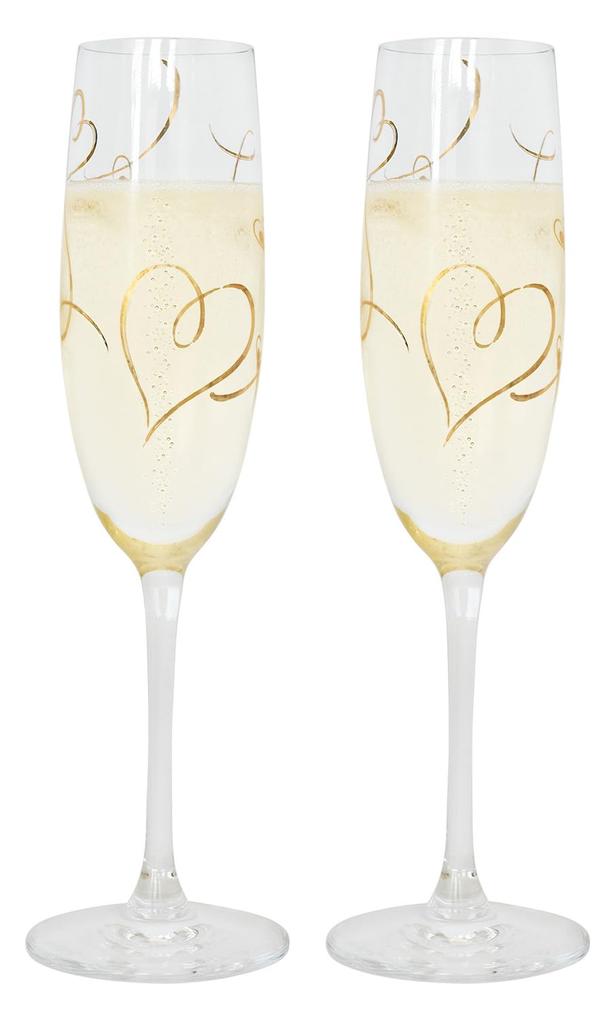 Toyo Sasaki Glass Benedile Wine Glasses, Pair of Champagne Sets, Heart Pattern, 170ml, Clear, G455-S109