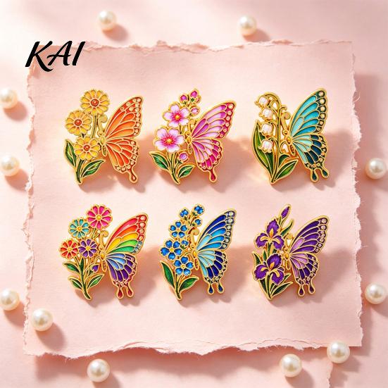 Butterfly Sweaters Brooch Enamel Flower Pin, Floral Badge for Women, Inscet Shaped Pin Coats Scarves