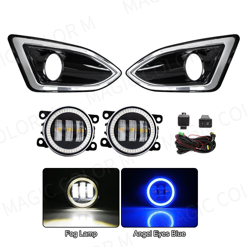 LED Fog Lamps For Ford Edge 2015 2016 2017 2018 DRL Daytime Running Lights Angel Eyes Halogen Auto Headlight Car Accessories 12V